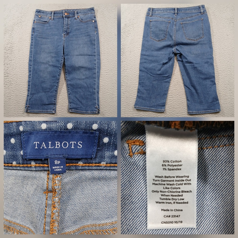 Talbots Capri Jeans Womens 8P Blue Stretch Cropped Denim